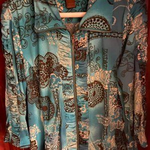 gorgeous..  sz. L. blue shirt/jacket Multiples.. Used in very good condition..